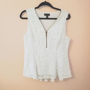Thalia Sodi white lace peplum shirt, size large